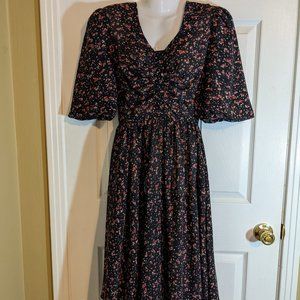 Candi Jones Vintage 70's Prarie Style Dress w/Ruched Top & Button Details-size 5